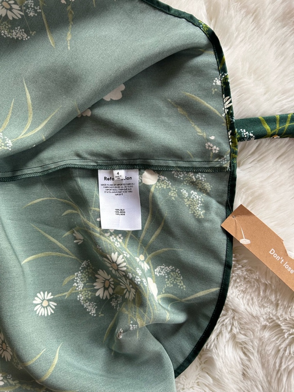 Reformation Hedi Silk Green Floral Dress - Picture 4 of 7